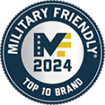 Award for being a 2024 Top 10 Military Friendly Brand